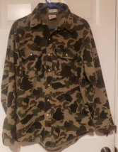 Vtg 80s Prentiss Outdoors Camo Flannel Shirt Chamois Cloth Long Sleeve Sz Large - £19.38 GBP