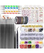 JOYJULY Nail Art Brushes Kit with Rhinestones Stickers Glitters Multi - €3,28 EUR