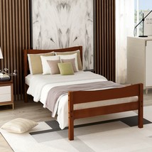 Twin Size Wood Platform Bed with Headboard and Wooden Slat Support - $244.06