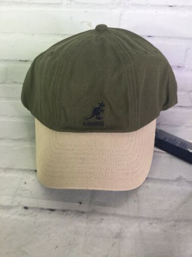 Primary image for Kangol Kids Organic Canvas Logo Baseball Adjustable Hat Cap Army Green Beige NEW