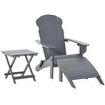 Gray Folding Wooden Adirondack Chair Set w/ Ottoman &amp; Side Table Outdoor - $3,944.25 MXN