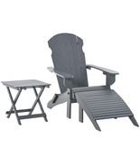Gray Folding Wooden Adirondack Chair Set w/ Ottoman &amp; Side Table Outdoor - $3,925.14 MXN