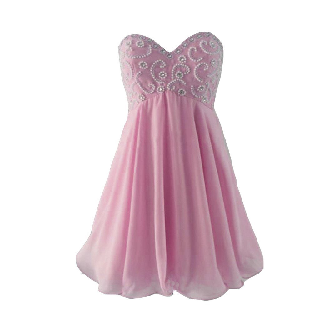 Kivary Chiffon Sweetheart Empire Pearls Beaded Short Prom Homecoming Dresses Pin