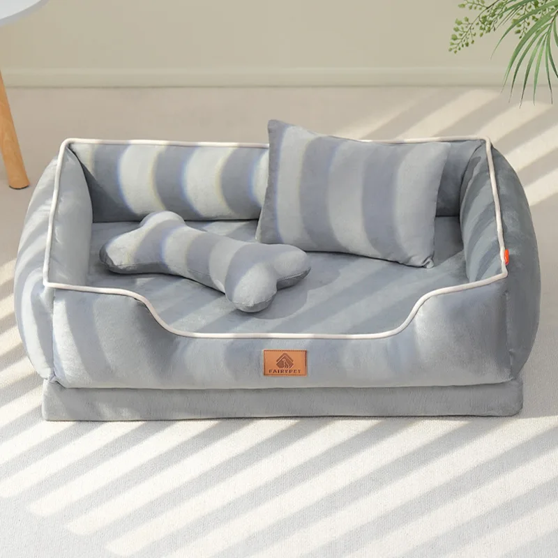 Dutch Velvet Dog Bed Autumn Winter Thickening Warmth Square Dog Sofa Beds Soft R - £45.98 GBP+