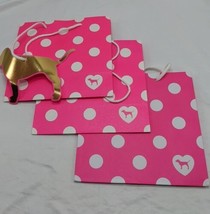 Lot Of (3) Victoria&#39;s Secret Pink And White Polka Dot Gift Bags - £23.18 GBP