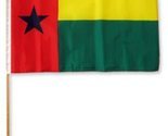 AES 12x18 12&#39;&#39;x18&#39;&#39; Wholesale Lot of 3 Guinea Bissau Stick Flag Wood Sta... - $13.88