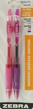 Zebra Click Clip Gel Pens Medium Tip 0.7 mm Pink &amp; Purple Ink 2 Pens/Pk - £2.31 GBP