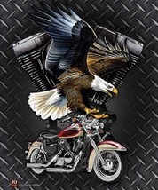 MOTORCYCLE CRUISING EAGLE Soft Warm Luxury QUEEN Bed Spread Blanket 79" x 94"