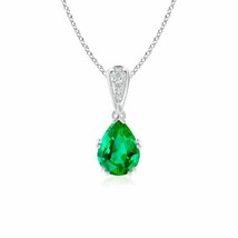 Authenticity Guarantee 
Vintage Style Pear Emerald Drop Pendant with Diamonds... - £2,199.72 GBP