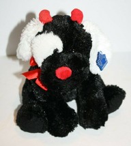 Applause Valentines Devil Dog 10&quot; Black White Red Plush Stuffed Toy Tag ... - £10.62 GBP