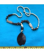 Filipino Muslim Ethnic / Necklace horn water buffalo beads  tribal - $10.29