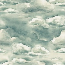 17.7&quot; X 118&quot;, Unigoos Watercolor Sky Clouds Peel And Stick Wallpaper Abs... - $36.96
