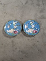 Cloisonne Porcelain Hand Decorated Mini Plates Floral Design Set of 2 - $15.98