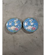 Cloisonne Porcelain Hand Decorated Mini Plates Floral Design Set of 2 - $15.98