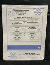 Bret Hart Jim Neidhart Joey Marella Autographed 1990 Lineup Card RARE JS... - £521.26 GBP