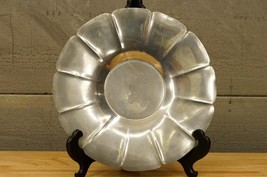 Vintage Metalware KS Pewter P425 11&quot; Panel Serving Footed Dish Bowl Fluted Edge - £19.34 GBP