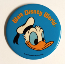 Walt Disney World Productions Donald Duck Souvenir Lapel Vtg Button Pin ... - $14.99