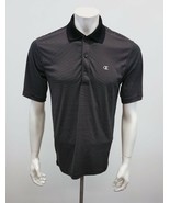 Champion Men&#39;s Black Striped Polo Shirt Size Large Polyester Short Sleeve - $9.89