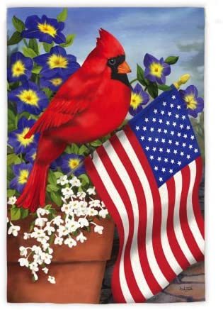 Americana Cardinal Glory Suede Patriotic Garden Flag-2 Sided Message,12.5" x 18" - $21.00