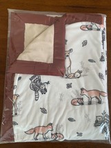 Minky baby blanket - large - forest animals - white - tan - crib - £66.88 GBP