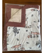 Minky baby blanket - large - forest animals - white - tan - crib - $85.00