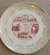 Collector Plate State of VIRGINIA 10&quot; Gold Rim Capitol Mont1cello Mt Vernon - £7.14 GBP