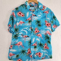 Flamingo Hawaiian Shirt Men&#39;s Button Up Medium - £12.38 GBP