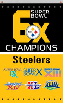 Pittsburgh Steelers Football 6X Super Champions Flag 90x150cm 3x5ft Fan Banner - £11.15 GBP