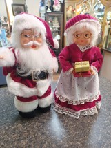 Vintage 12&quot; Handmade Mr. &amp; Mrs. Santa Claus Doll Figures Mid Century Chr... - $74.24