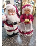 Vintage 12&quot; Handmade Mr. &amp; Mrs. Santa Claus Doll Figures Mid Century Chr... - £58.21 GBP