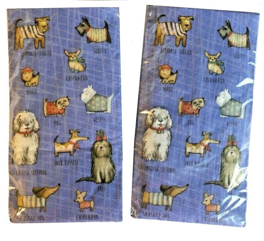 Primary image for Cute Dogs Buffet Paper Napkins Guest Towels 20 CT 2 Pks Pet Lovers Dogs