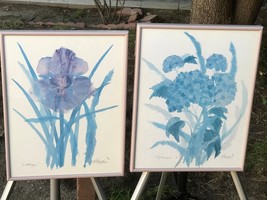 Henry Howells 2 Original 1991 Watercolor Floral Botanical Pair Vintage Abstracts - £141.54 GBP