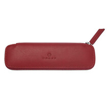 Cross Cross Leather Double Zip Close Pen Pouch - Red - $79.32