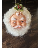 Santa Claus Doll Head Christmas Ornamant Rubber Face Crocheted Knit Hat ... - $20.00