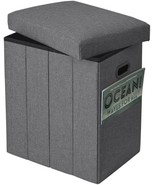 Tall Ottoman With Storage Collapsible Fabric Small Slim Folding Ottoman - $38.99