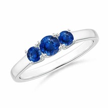 Authenticity Guarantee 
Angara Natural 4mm Blue Sapphire Ring in 14K White Go... - £713.62 GBP