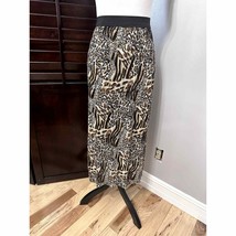 New Look Womens Straight Skirt Multicolor Animal Print Side Slit Pull On 8 - $13.99