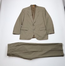 Vtg 70s Streetwear Mens 44R 2 Piece Pinstriped Suit Wedding Beige Pants ... - £76.54 GBP