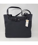 Talbots Black Microfiber with Faux Leather Trim Medium Shoulder Bag NWT - $600.79 MXN