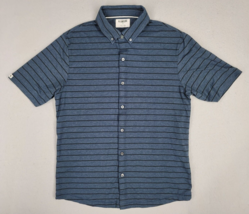 Linksoul Shirt Men&#39;s S Blue Button Down Collar Tempus Fugit Casual Golf Polo - £17.10 GBP