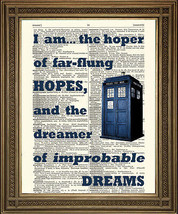 Doctor Who Tardis Imprimé : Dictionary Art Tenture Murale Avec Rêves Citation - £4.97 GBP