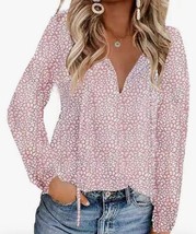 Women Boho Floral Print V Neck Long Puff Sleeve XL Blouse Shirts - $19.79