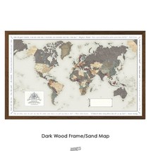 WORLD TRAVEL MAP FULL COLOR FRAMED MARKABLE CUSTOMIZE  SAND MAP/DARK FRAME - £67.36 GBP
