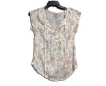 Como Vintage Women&#39;s Flutter Sleeve Full Button Tie Front, White Pink Fl... - $16.99