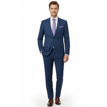 Men Suit BERLUSCONI Turkey 100% Soft Italian Wool Super 180's 2pc #Ber31 Blue image 4
