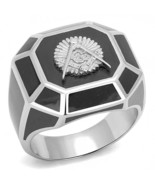RING MASONIC High polished Stainless Steel No Plating With Epoxy in Jet ... - $737.84 MXN