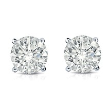 2 CT Rond Simulé Diamant Solitaire Boucles D&#39;Oreilles Plaqué or Blanc Argent - £79.38 GBP