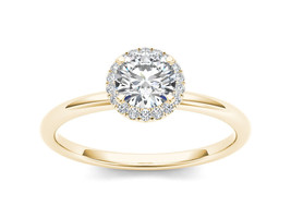 Authenticity Guarantee 
14K Yellow Gold 1/2ct TDW Diamond Solitaire Halo Enga... - £839.31 GBP