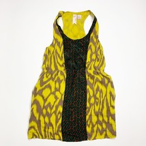Gemma 100% Silk Womens Sleeveless Top Blouse Tunic Yellow Brown Size Small - $170.41 MXN