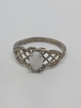 Vintage Sterling Silver 925 White Opal Ring Size 9 - $14.99